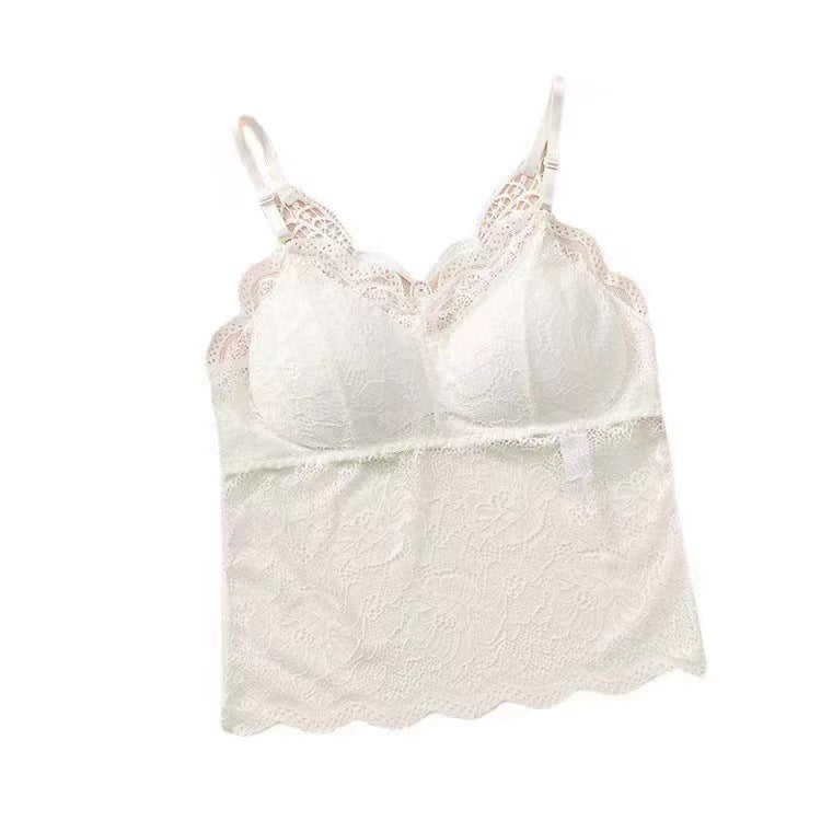 Breathable Cotton Double Padded Camisoles Butterfly Beautiful Back Women Mesh Lace Chest Wrap Top ( Available )