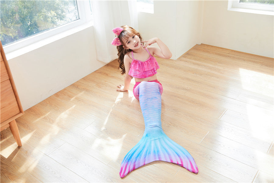 Three Piece Fashion Kids Mermaid Toddler Boho Swimsuit (Available)