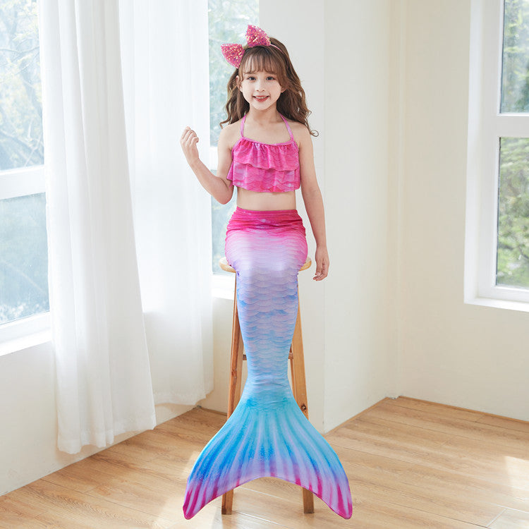 Three Piece Fashion Kids Mermaid Toddler Boho Swimsuit (Available)