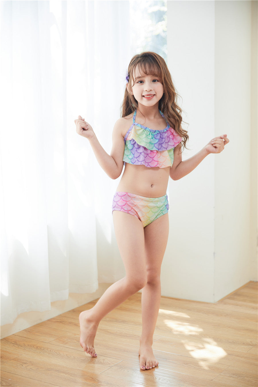 Three Piece Fashion Kids Mermaid Toddler Boho Swimsuit (Available)
