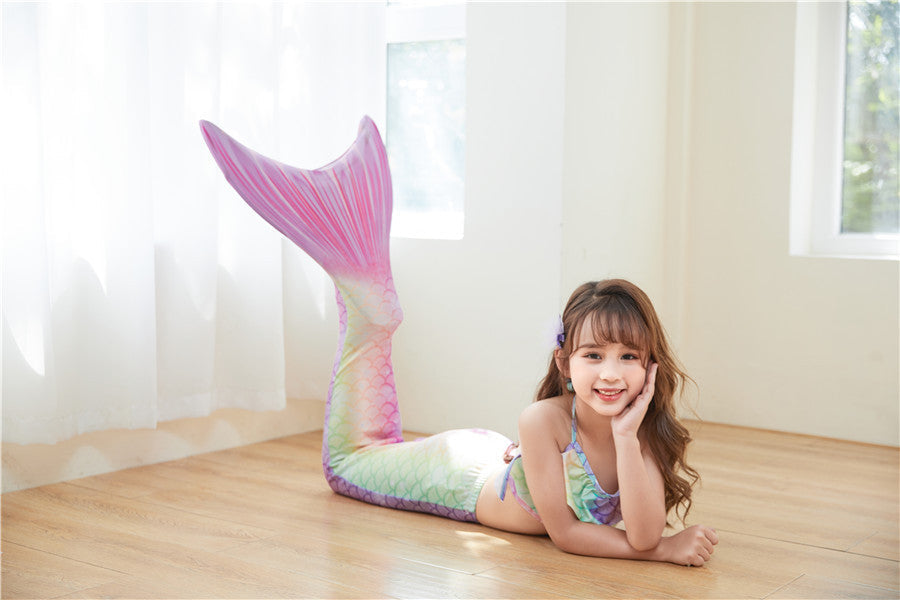 Three Piece Fashion Kids Mermaid Toddler Boho Swimsuit (Available)