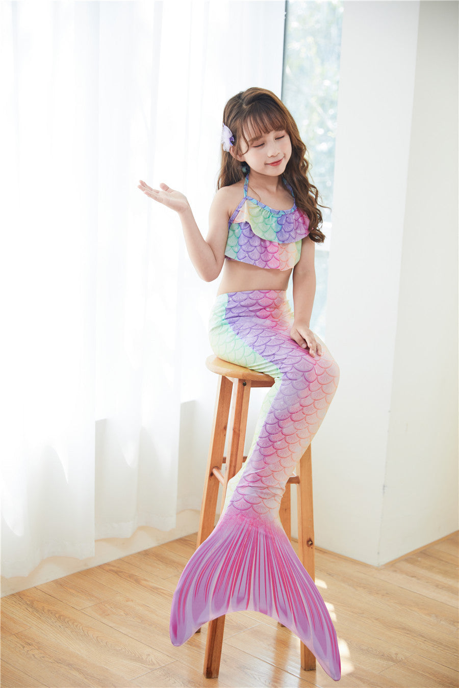 Three Piece Fashion Kids Mermaid Toddler Boho Swimsuit (Available)