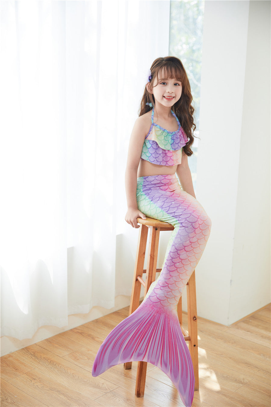 Three Piece Fashion Kids Mermaid Toddler Boho Swimsuit (Available)