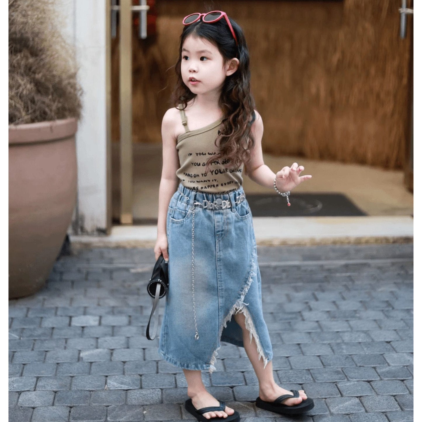 Denim Blue Zipper Fly Flap Casual Fashion Long Jeans Skirt Women's