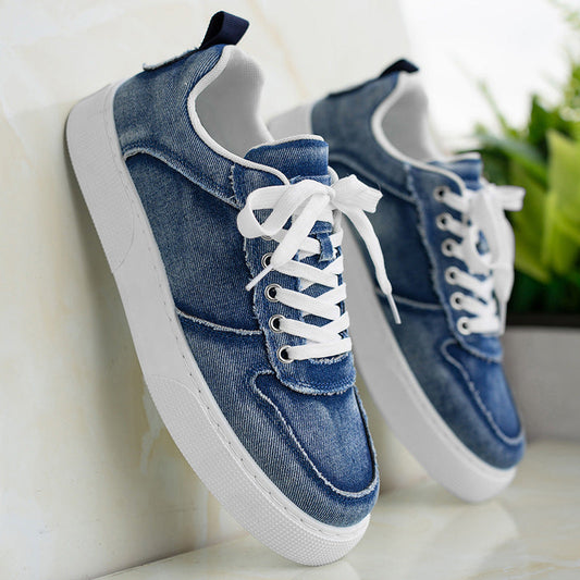 Casual Versatile Canvas Shoes Denim Trendy Stitching (Available)