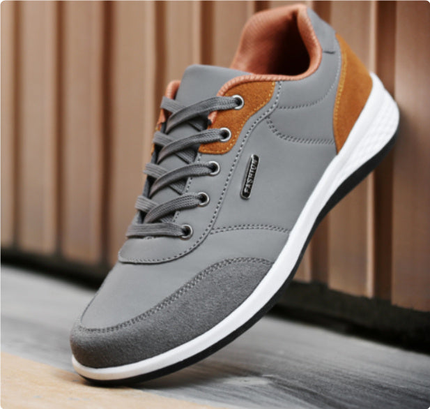Fashion Light Sports Casual Men Shoes Autumn New Lace-Up Shoes Microfiber Leather Casual Shoes FLats Sneakers ( Available )