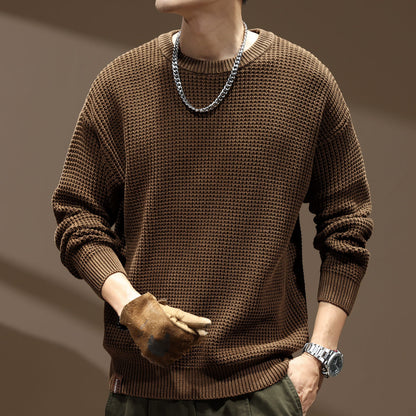 Thick Needle Retro Men's Loose Bottoming Round Neck Sweater