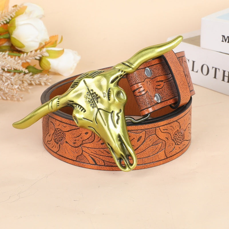 Belt Cow Head Buckle Men  (Available)