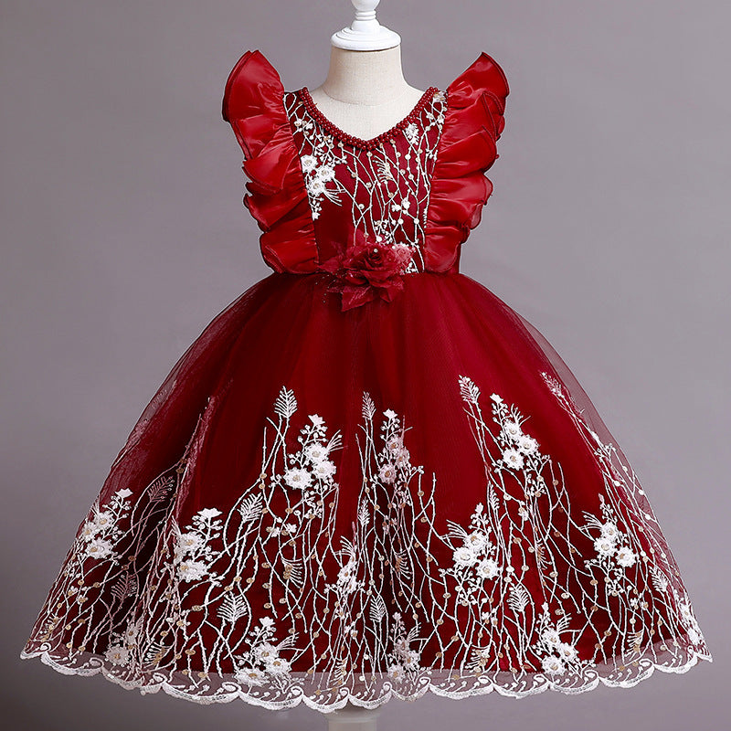 Embroidered Little Flowers Girls Dress Princess Dress (Available)