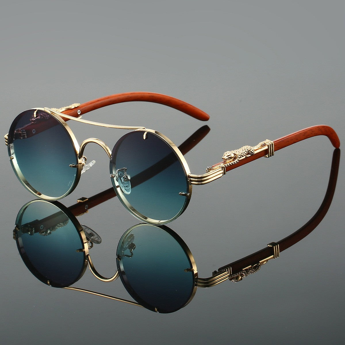 Retro Double Beam Leopard Head Sunglasses (Available)