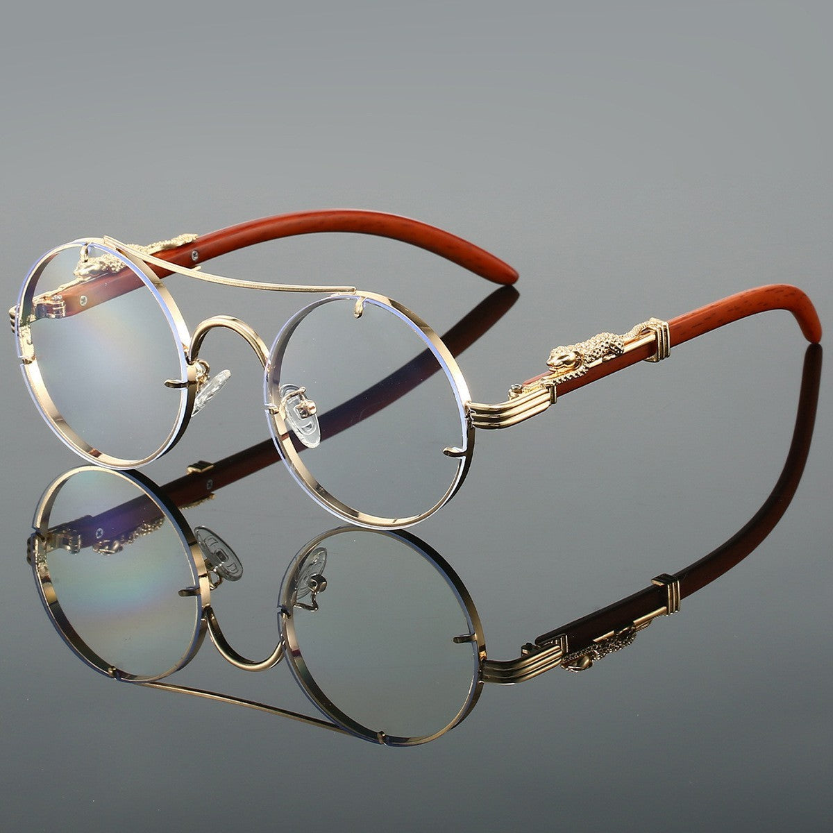 Retro Double Beam Leopard Head Sunglasses (Available)