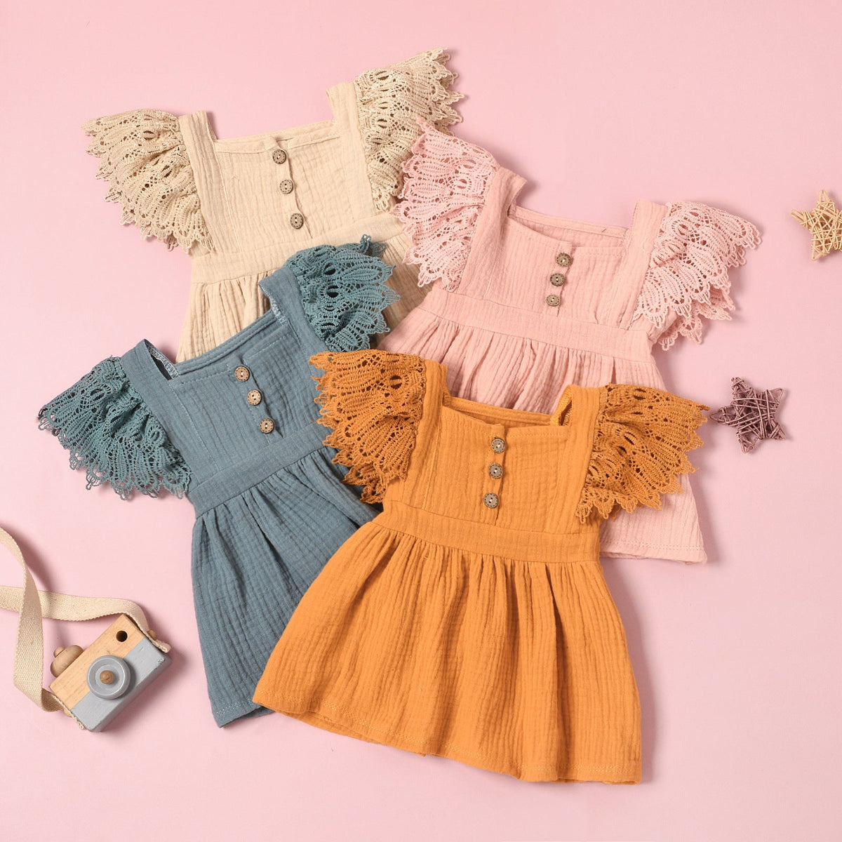 Spring Infant Children's Solid Color Sleeveless Dress(Available)