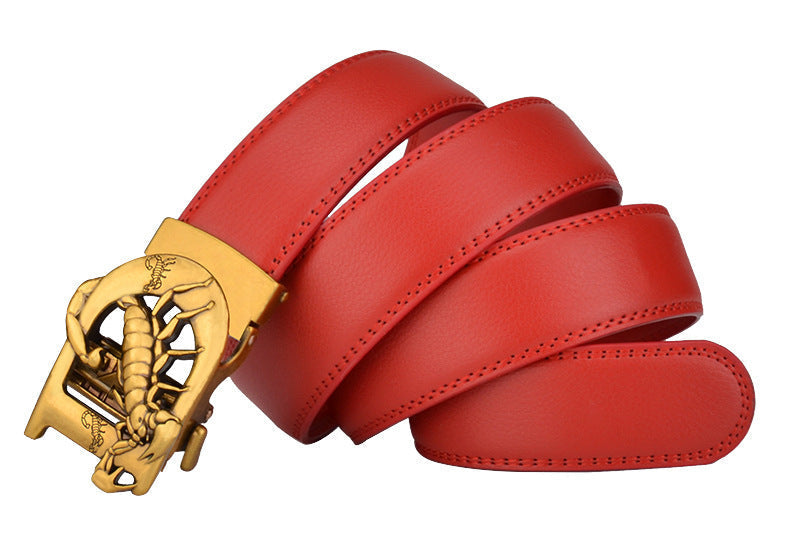 Men's Automatic Leather Bronze Vintage Buckle Cowhide Belt (Available)