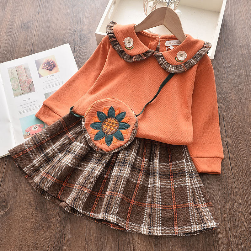 Lapel Flower Print Top Skirt Suit