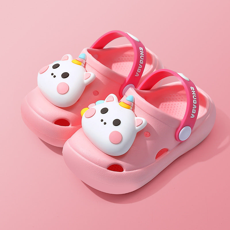 Children's Slippers Summer Cartoon Baby Soft Bottom Hole Shoes Boys And Girls Closed Toe Sandals