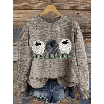 Abstract Style Digital Printing Drop-shoulder Long Sweater