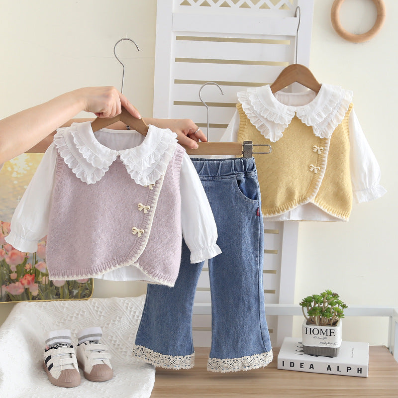Girls' Baby Children's Clothing Bow Suit