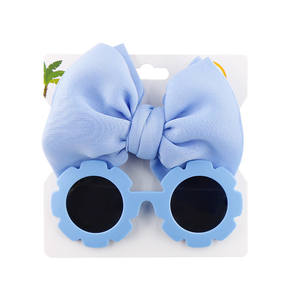 Children's Sunshade Sunglasses Bow Hair Band Two-piece Set (Available)