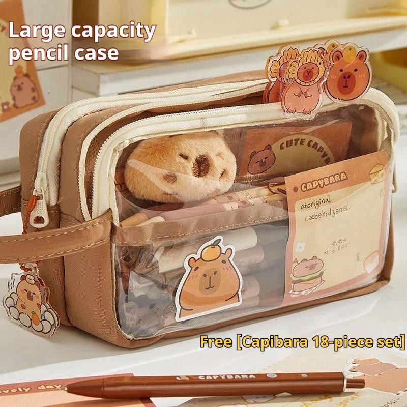 Capabala Large Capacity Transparent Stationery Pencil Case