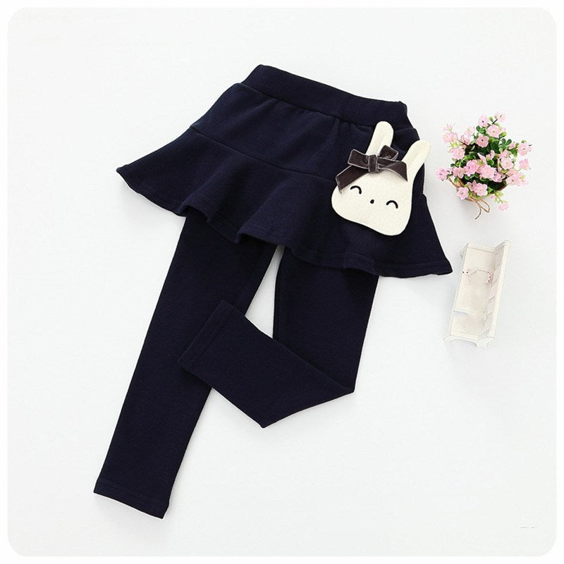 Children's Fake 2 Girls Leggings Cotton Lace Skirt Pants (Available)