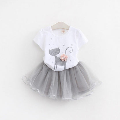 New Girls Clothes Two-piece Dress Solid Color