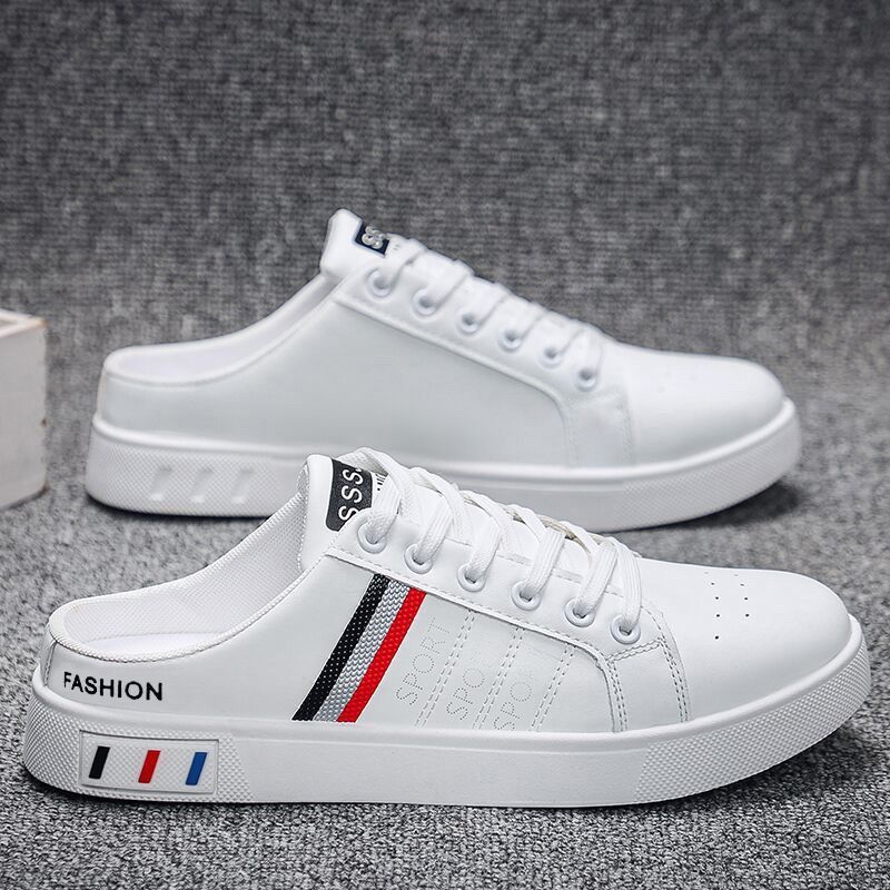 Summer Men's Casual Breathable Semi Slipper White Shoes