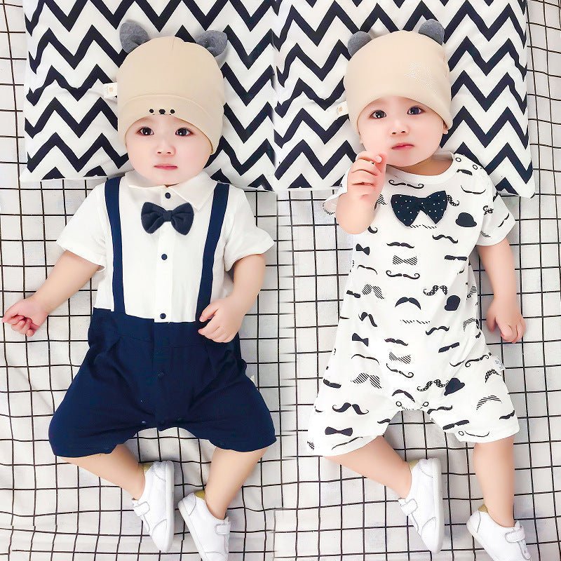 Baby bow gentleman climbing suit (Available) - Mom & Kids