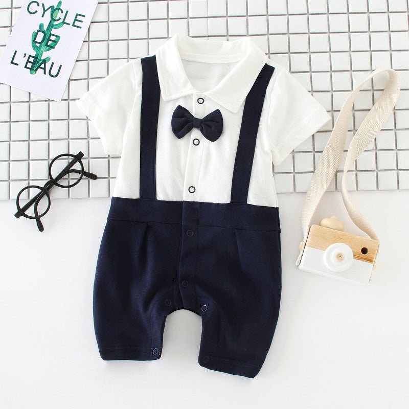 Baby bow gentleman climbing suit (Available) - Mom & Kids