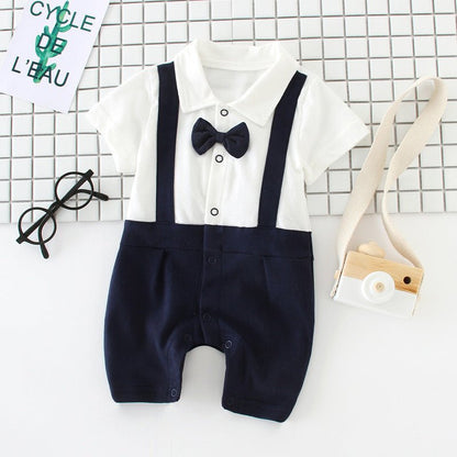 Baby bow gentleman climbing suit (Available) - Mom & Kids