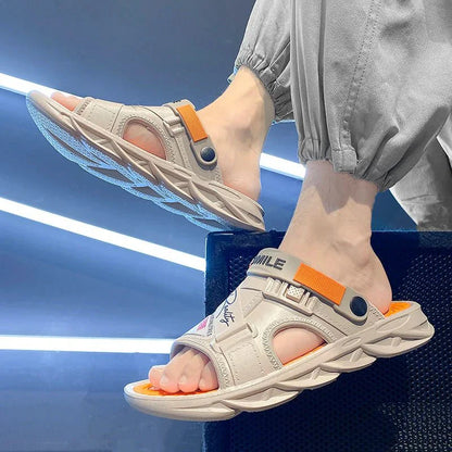 Bathroom Slippers Thick Bottom Indoor and Outdoor Wear-resistant Ventilate Soft and Comfortable Non-slip Shoes for Men Fashiom - Mom & Kids