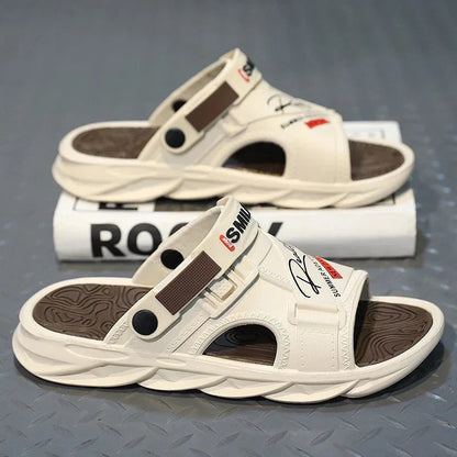 Bathroom Slippers Thick Bottom Indoor and Outdoor Wear-resistant Ventilate Soft and Comfortable Non-slip Shoes for Men Fashiom - Mom & Kids