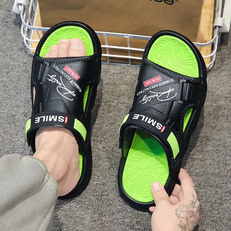 Bathroom Slippers Thick Bottom Indoor and Outdoor Wear-resistant Ventilate Soft and Comfortable Non-slip Shoes for Men Fashiom - Mom & Kids