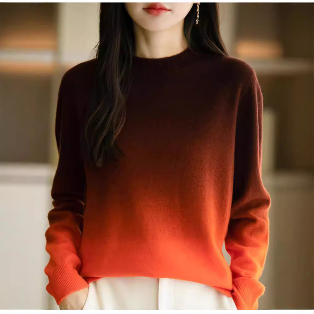 Loose Thick Idle Style Knitwear Gradient Color Sweater