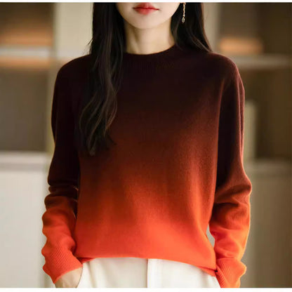 Loose Thick Idle Style Knitwear Gradient Color Sweater