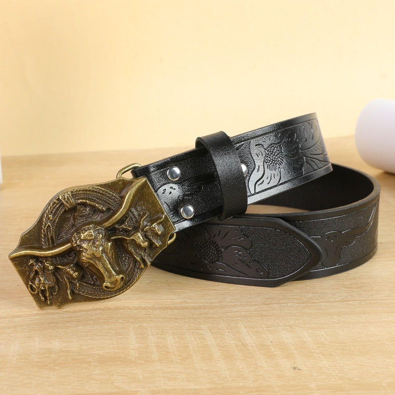Belt Cow Head Buckle Men  (Available)