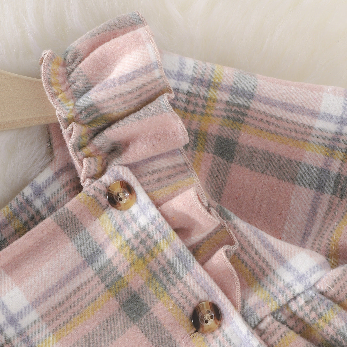 Plaid Ruffled Long Sleeved Girls Autumn Dress