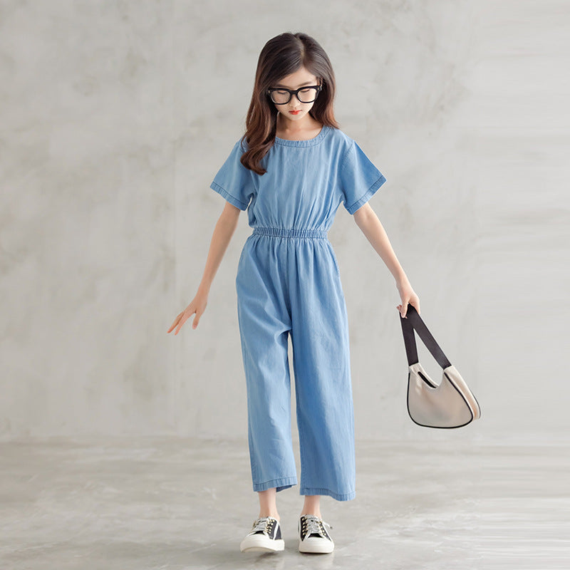 CUHK Girl Korean Style One-piece Wide-leg Pants