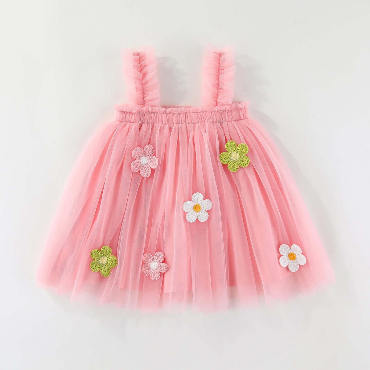Girls Flower Mesh Dress Bangladesh Spaghetti Strap - Small China Town