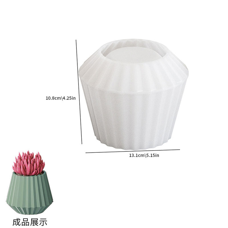 Factory in stock large cut surface flowerpot silicone mold crystal drop glue diy striped diamond surface fleshy potted…