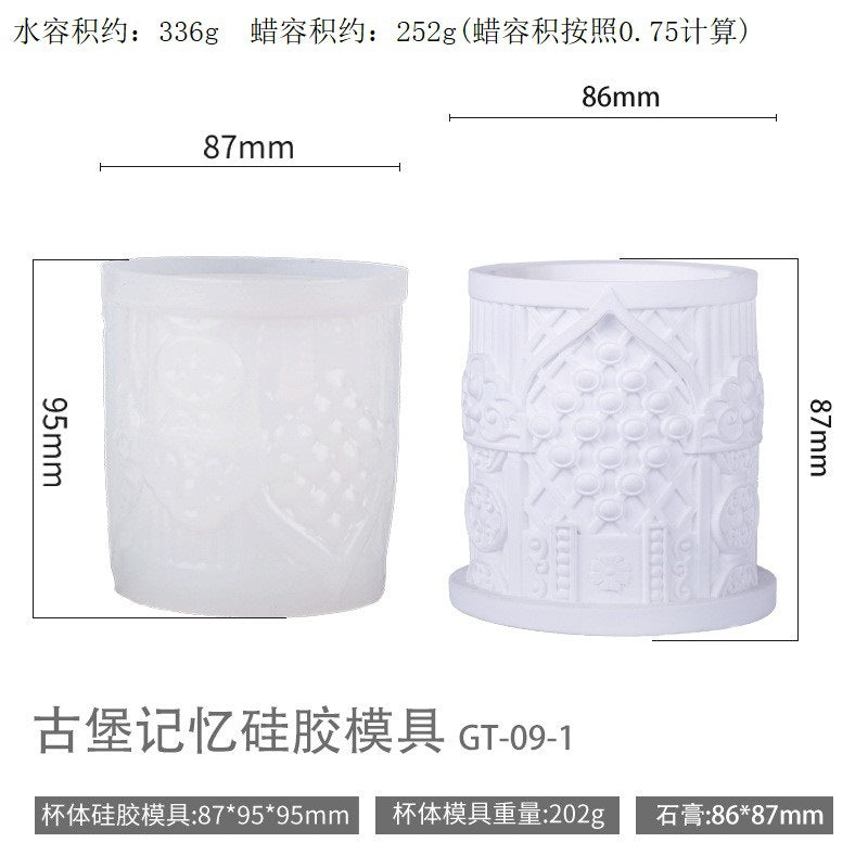 Printed Renaissance Series Cement Gypsum Cup Mold DIY Epoxy Resin Storage Cup Flower Pot Ornament Silicone Mold - Castle…