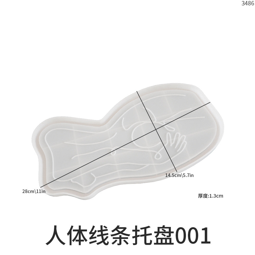 DIY Crystal Epoxy Cement Plaster Human Figure Abstract Line Tray Storage Plates and Dishes Ornaments Silicone Mold…