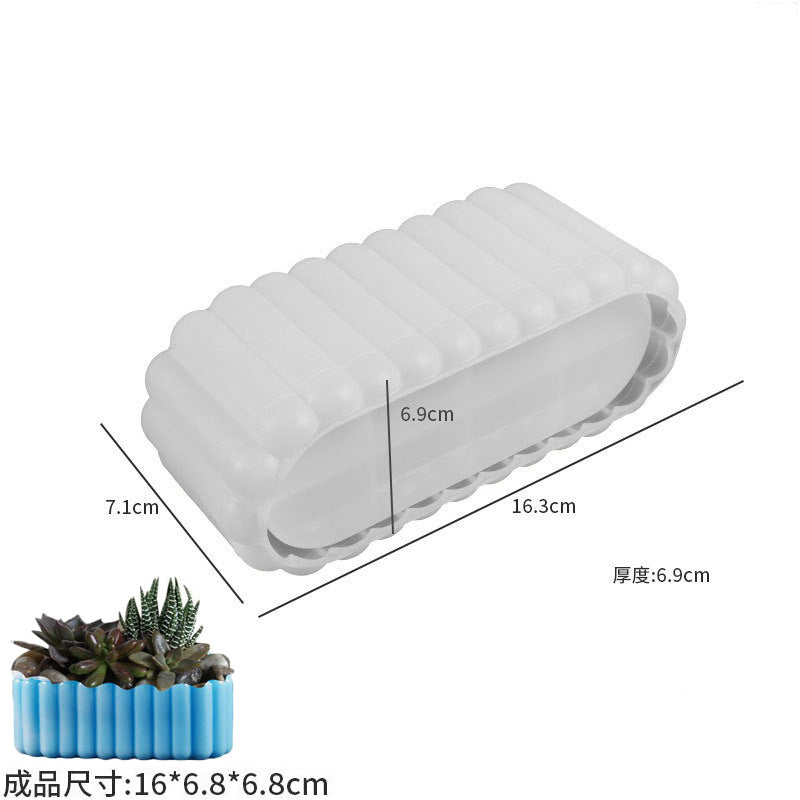 Rectangular smooth stripe oval flowerpot silicone mold crystal drop glue diy diamond surface cylindrical fleshy potted…