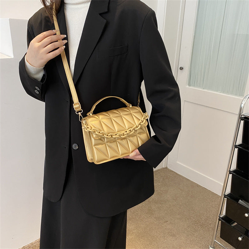 Casual Design Retro Handheld Small Square Bag Women's Bag 2024 Autumn and Winter New Chain Bag Single Shoulder Crossbody…