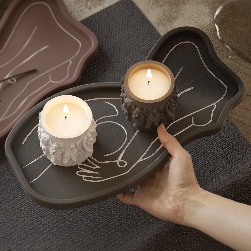 DIY Crystal Epoxy Cement Plaster Human Figure Abstract Line Tray Storage Plates and Dishes Ornaments Silicone Mold - image 2