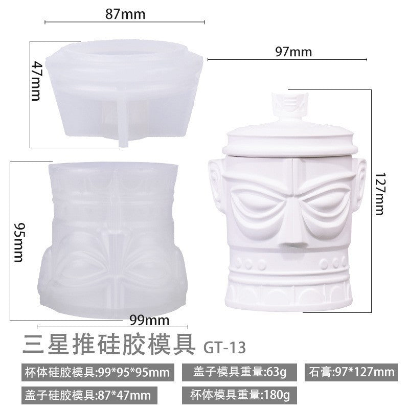 Printed Renaissance Series Cement Gypsum Cup Mold DIY Epoxy Resin Storage Cup Flower Pot Ornament Silicone Mold…
