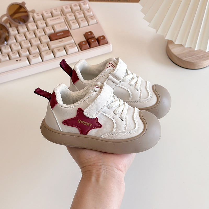 Baby Girls' Leather Toddler Shoes 2025 Autumn New Style Boys' Versatile Sneakers Korean Fashion Casual Shoes