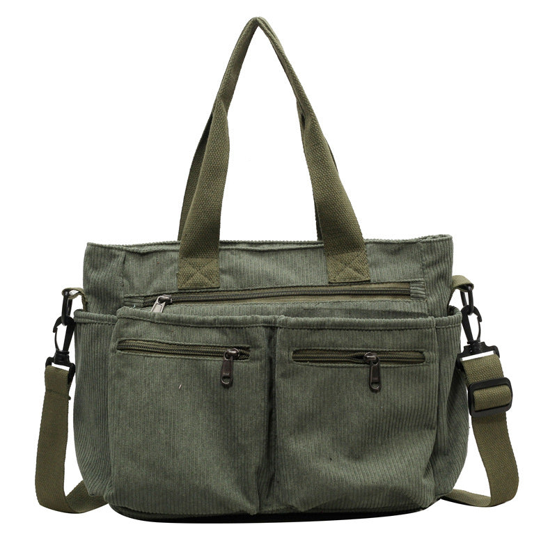 Large-Capacity Corduroy Women's Bag, Korean Style Women's Shoulder Crossbody Bag, Versatile Corduroy Handbag for Girls…