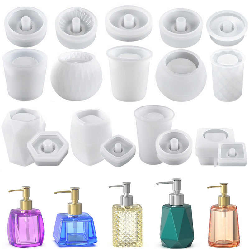 Nordic Simple Ins Style Lotion Bottle Resin Silicone Mold Glue Drop Diy Rhombic Cylindrical Hand Sanitizer Bottle Ornaments