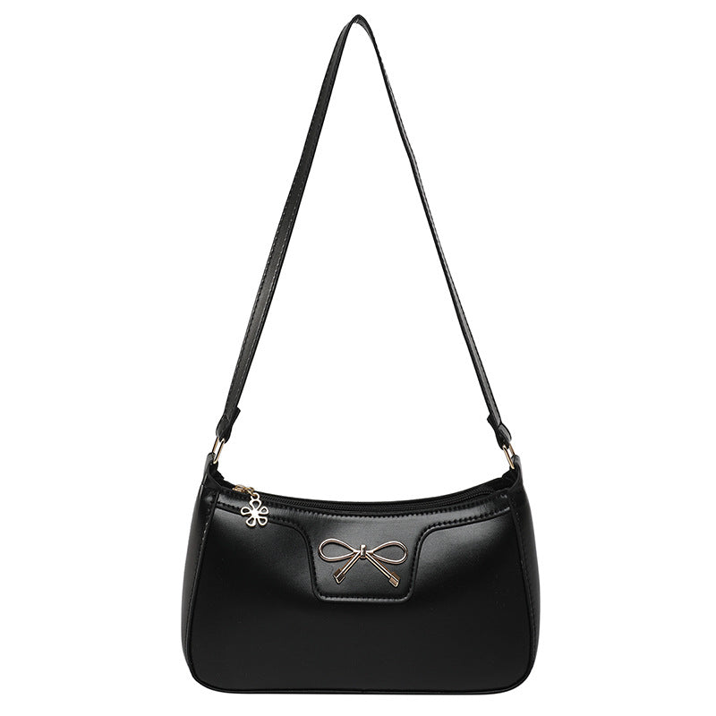 Women's Bag with Fashionable Bow, Solid Color, New Korean Style, Trendy Texture, Stylish Commuter Shoulder Bag, Underarm…