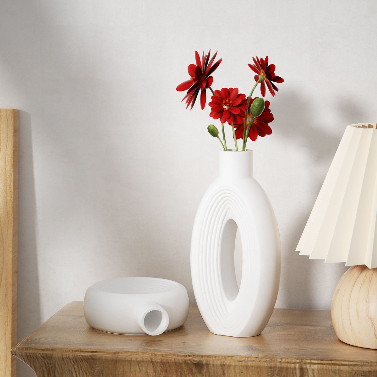 Nordic Ins Circle Hollow Large Vase Silicone Mold Gel Drop Diy Oval Striped Vase Plaster Home Decoration - image 3